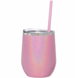SALE!!!! Wine Tumbler - 12 Oz Steel Wine Tumbler, Double Wall Stainless Tumbler with Lid & Straw
