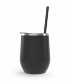 Wine Tumbler - 12 Oz Steel Wine Tumbler, Double Wall Stainless Tumbler with Lid & Straw