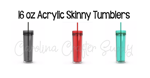 Skinny Tumbler - 16 Ounce Skinny Double Wall Tumbler - BPA Free Acrylic Tumbler.