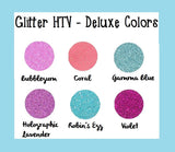 Deluxe Colors Glitter Heat Transfer Vinyl T!ffany Blue Glitter htv 12x20" Sheets Glitter HTV Coral Glitter HTV - Carolina Crafter Supply