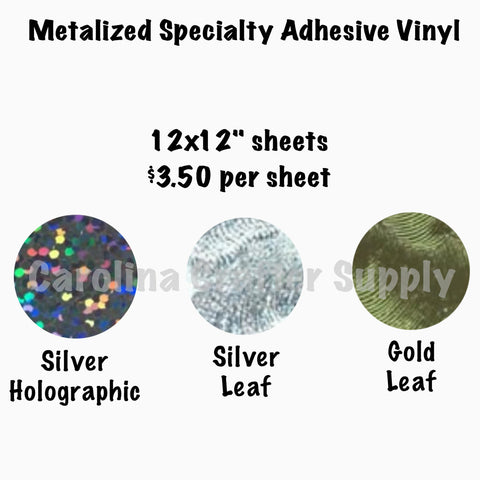 Metal Effect Vinyl Choose From Silver Leaf, Gold Leaf or Silver Holographic Adhesive Vinyl 12x12" Sheets Permanent Outdoor Vinyl Oracal 651.