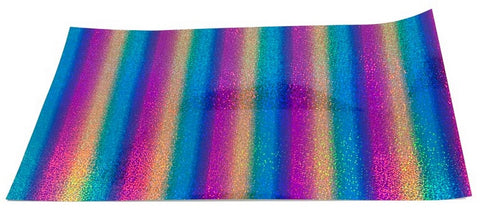 Rainbow Holographic Heat Transfer Vinyl - 1 12x20" Sheet Rainbow Stripe Holographic HTV